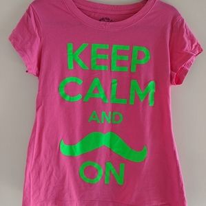 Pink and Green Keep Calm and Mustache On Shirt